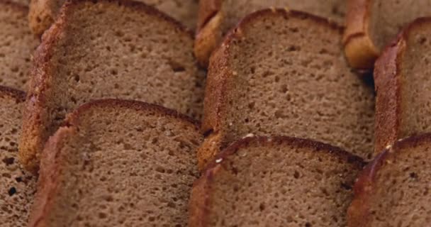 Slices Stacked Brown Bread — Stock Video