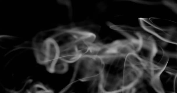 Fundo Fumo Fumo Branco Flutuando Através Espaço Contra Fundo Preto — Vídeo de Stock