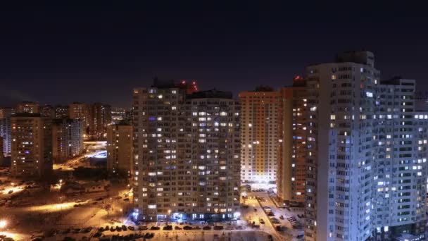 Lapso Tempo Edifícios Vários Andares Com Mudança Iluminação Janela Noite — Vídeo de Stock