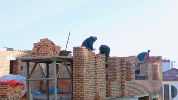 Проміжок Часу Будівельників Будівельному Майданчику — стокове відео