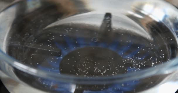 Acqua Bollente Sulla Fiamma Del Gas — Video Stock