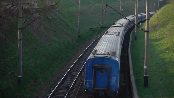 Widok Lotu Ptaka Ruchomej Pociągu — Wideo stockowe