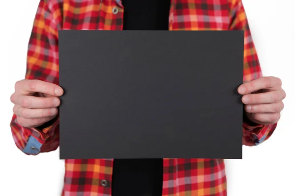 Человек с черным бланком — стоковое фото