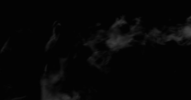 White Smoke Floating Space Black Background — Stock Video