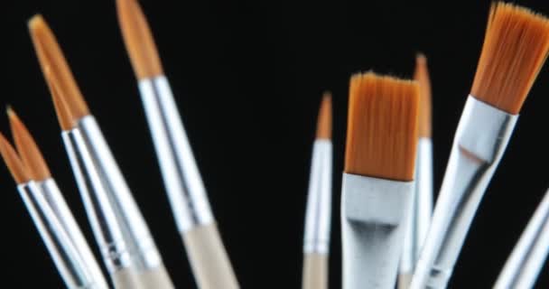 Art Studio Paint Brushes Ink Paintings — Stock Video