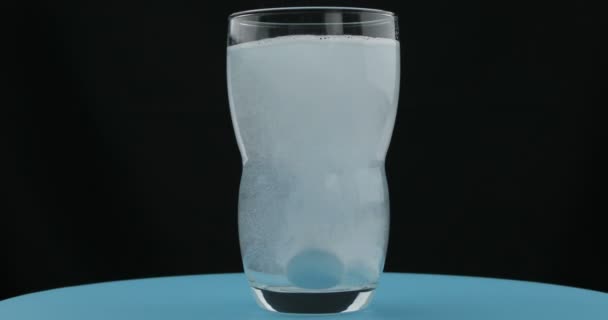 Aspirin Effervescent Pill Dropping Glass Water — Stock Video