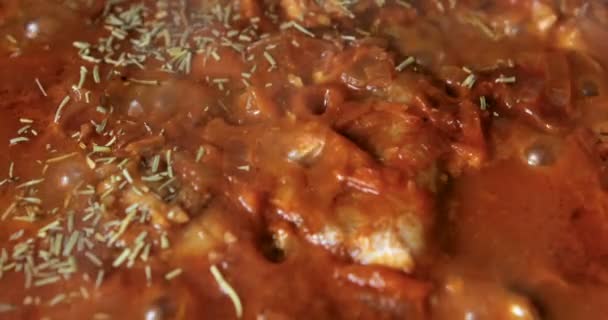 Ψαρόσουπα Βράζει Μια Κατσαρόλα Στην Κουζίνα — Αρχείο Βίντεο