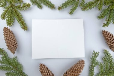 Dökmeyen köknar ağacı ile Noel çerçeve