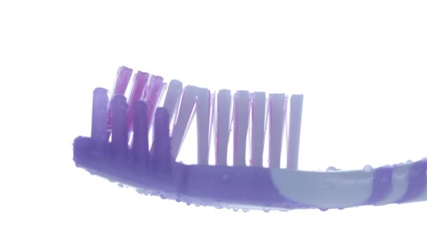 Οδοντόκρεμα Εφαρμόζεται Οδοντόβουρτσα Κοντινό Πλάνο — Αρχείο Βίντεο