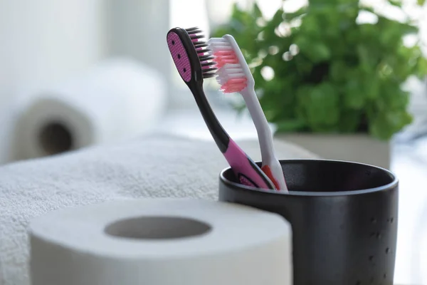 Close Shot Set Multicolored Toothbrushes — Stock Photo, Image