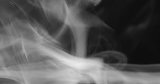 White Smoke Floating Space Black Background — Stock Video