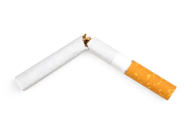 Raucherentwöhnung Nahaufnahme Einer Rauchenden Zigarette Auf Weißem Grund — Stockfoto