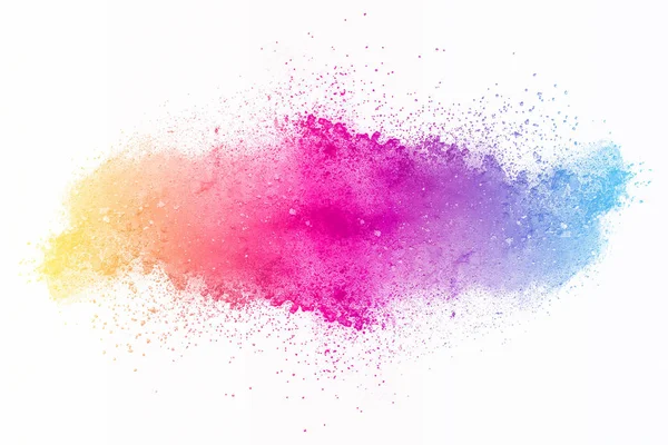Взрыв Разноцветной Пыли Белом Фоне — стоковое фото