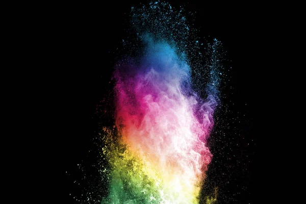 Esplosione Polvere Multicolore Sfondo Nero — Foto Stock