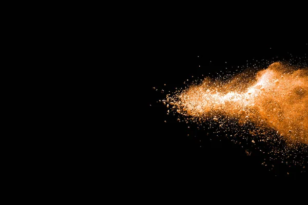 Esplosione Polvere Arancione Marrone Sfondo Nero — Foto Stock