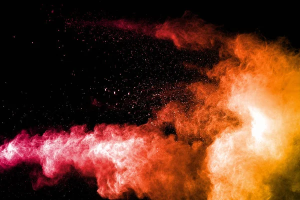 Esplosione Polvere Multicolore Sfondo Nero — Foto Stock