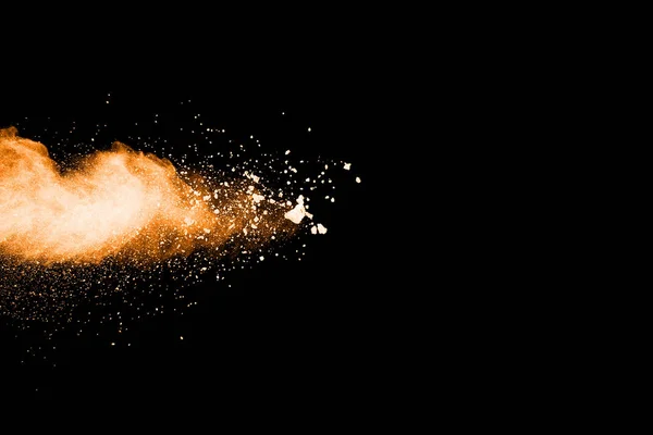 Esplosione Polvere Arancione Marrone Sfondo Nero — Foto Stock