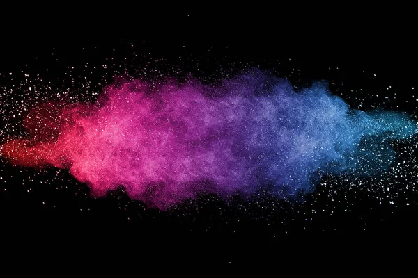Explosion Poussière Multicolore Sur Fond Noir — Photo