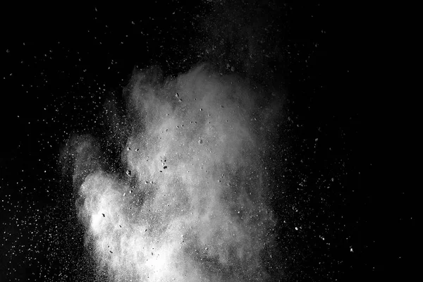 Exploze Bílého Prášku Černém Pozadí — Stock fotografie