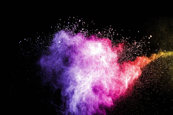 Explosión Polvo Multicolor Sobre Fondo Negro — Foto de Stock