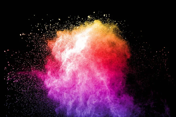 Explosion Poussière Multicolore Sur Fond Noir — Photo