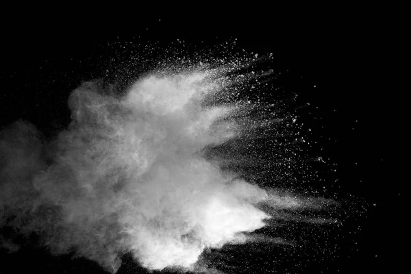 Explosión Polvo Blanco Sobre Fondo Negro — Foto de Stock