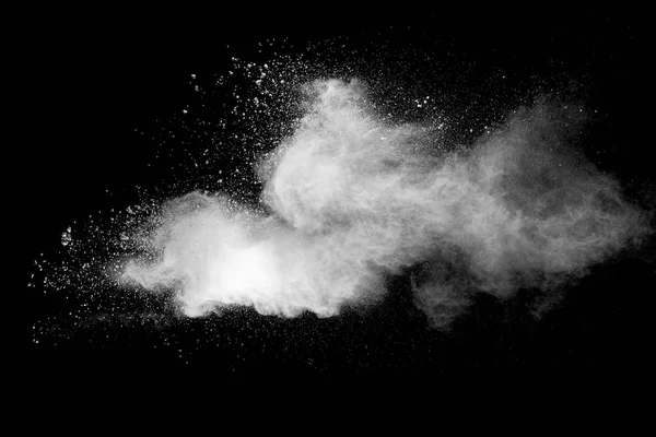 Explosion Poussière Blanche Sur Fond Noir — Photo