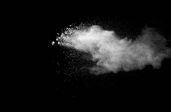 Взрыв Белой Пыли Черном Фоне — стоковое фото
