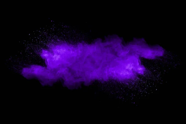 Explosión Polvo Violeta Sobre Fondo Negro — Foto de Stock