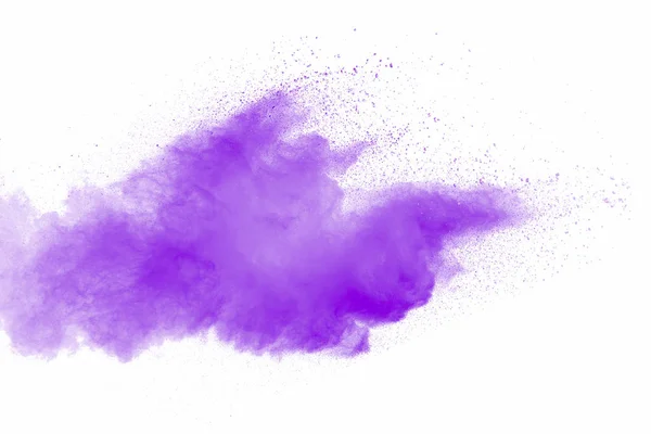 Explosión Polvo Violeta Sobre Fondo Blanco — Foto de Stock