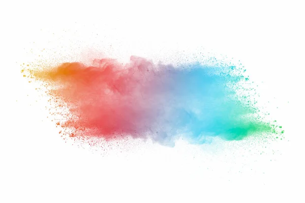 Esplosione Polvere Multicolore Sfondo Bianco — Foto Stock