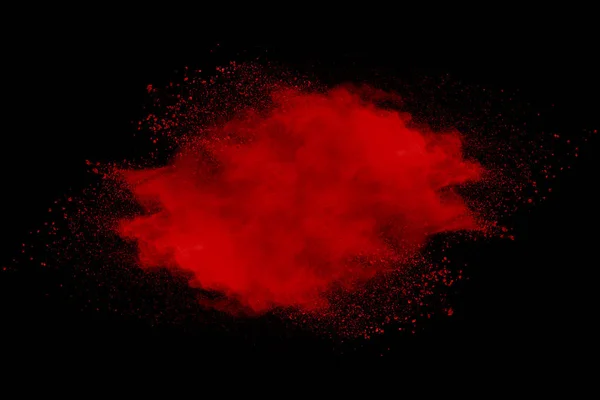 Explosie Van Rode Stof Zwarte Achtergrond — Stockfoto