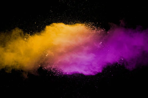 Explosión Polvo Multicolor Sobre Fondo Negro — Foto de Stock