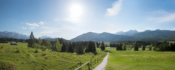 Panoramablick Von Den Buckelwiesen Auf Die Ländliche Bayerische Landschaft Sommer — Stockfoto