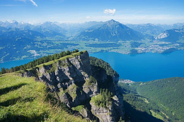 Vista Montanha Niederhorn Para Lago Thunersee Berna Oberland Paisagem Alpes — Fotografia de Stock