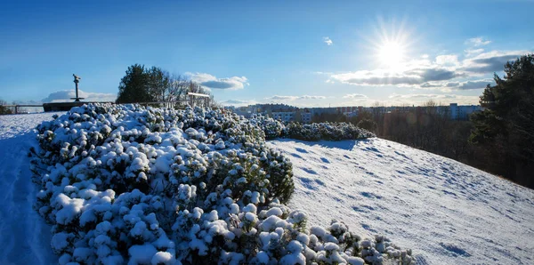 Snowy Wzgórza City Park East Monachium Lookout Punktu Spy Glass — Zdjęcie stockowe