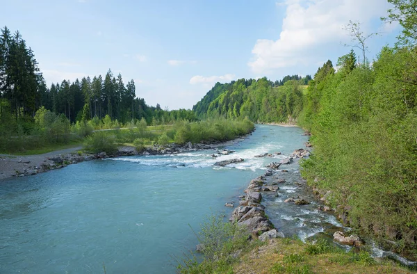 Río Iller Cerca Origen Iller Primavera Bavaria Paisaje Zona Turística — Foto de Stock