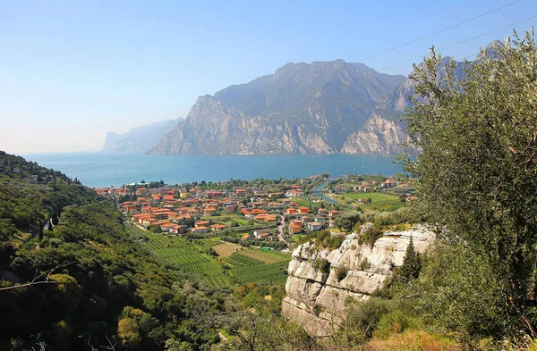 View to riva del garda from the road above — Stock Photo, Image