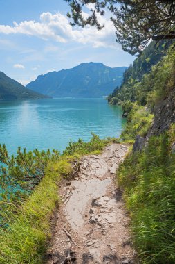 göl achensee tirol boyunca güzel yürüyüş yolu