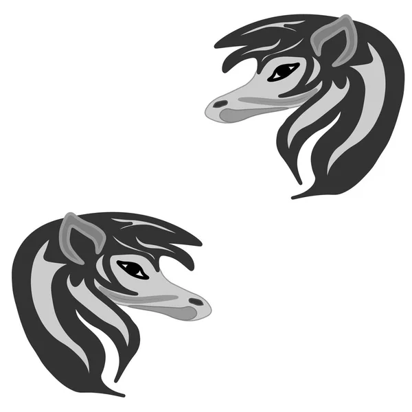白い背景の上の灰色の馬のロゴ — ストックベクタ