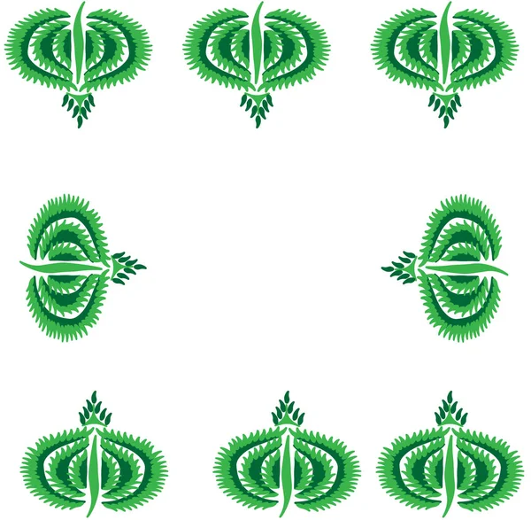 Foglie Esotiche Verdi Cornice Decorazione Della Carta — Vettoriale Stock