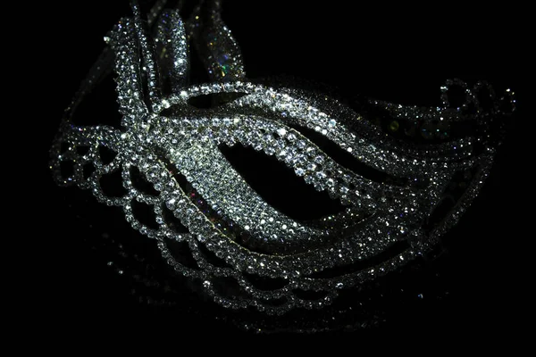 Diamond Luxe Carnaval Masker Zwarte Achtergrond — Stockfoto