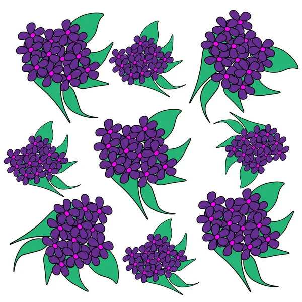 Purple flowers with green leaves pattern.