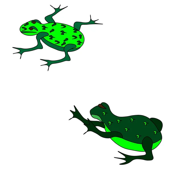 Zelené Jednoduché Žáby — Stockový vektor