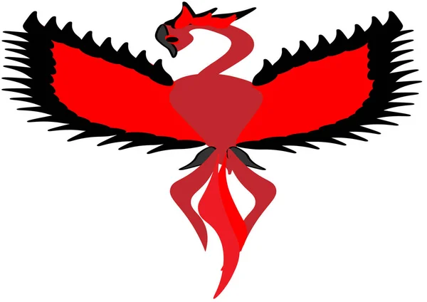 Fiamme Rosso Fluing Logo Fenice — Vettoriale Stock