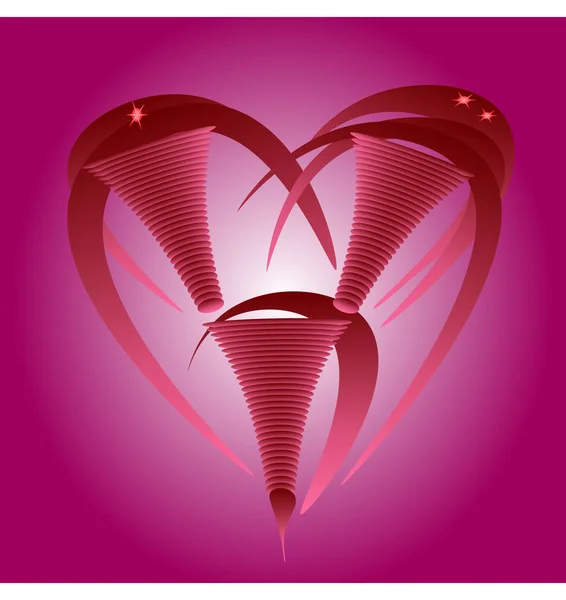 Fantasía Abstracto Corazón Rojo — Vector de stock