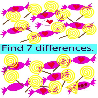 Mantık öğretim için farklı şekerler kartıyla.