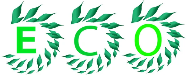 Öko Abstraktes Logo Mit Blättern — Stockvektor