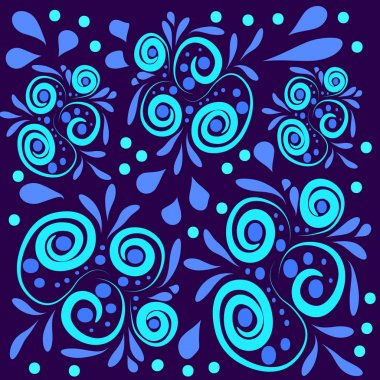 Koyu mavi arka plan üzerinde açık mavi elemanlar deseni.