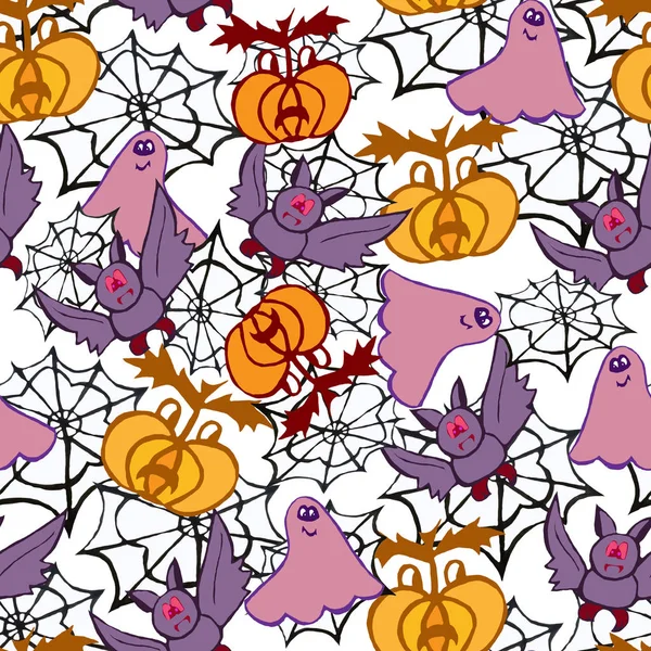 Halloween Strony Rysunek Zabawny Bezszwowy Wzór — Zdjęcie stockowe